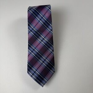 NWT U.S. Polo Assn Men's Purple, Blue & White Plaid Tie & SolidPocket Square Set